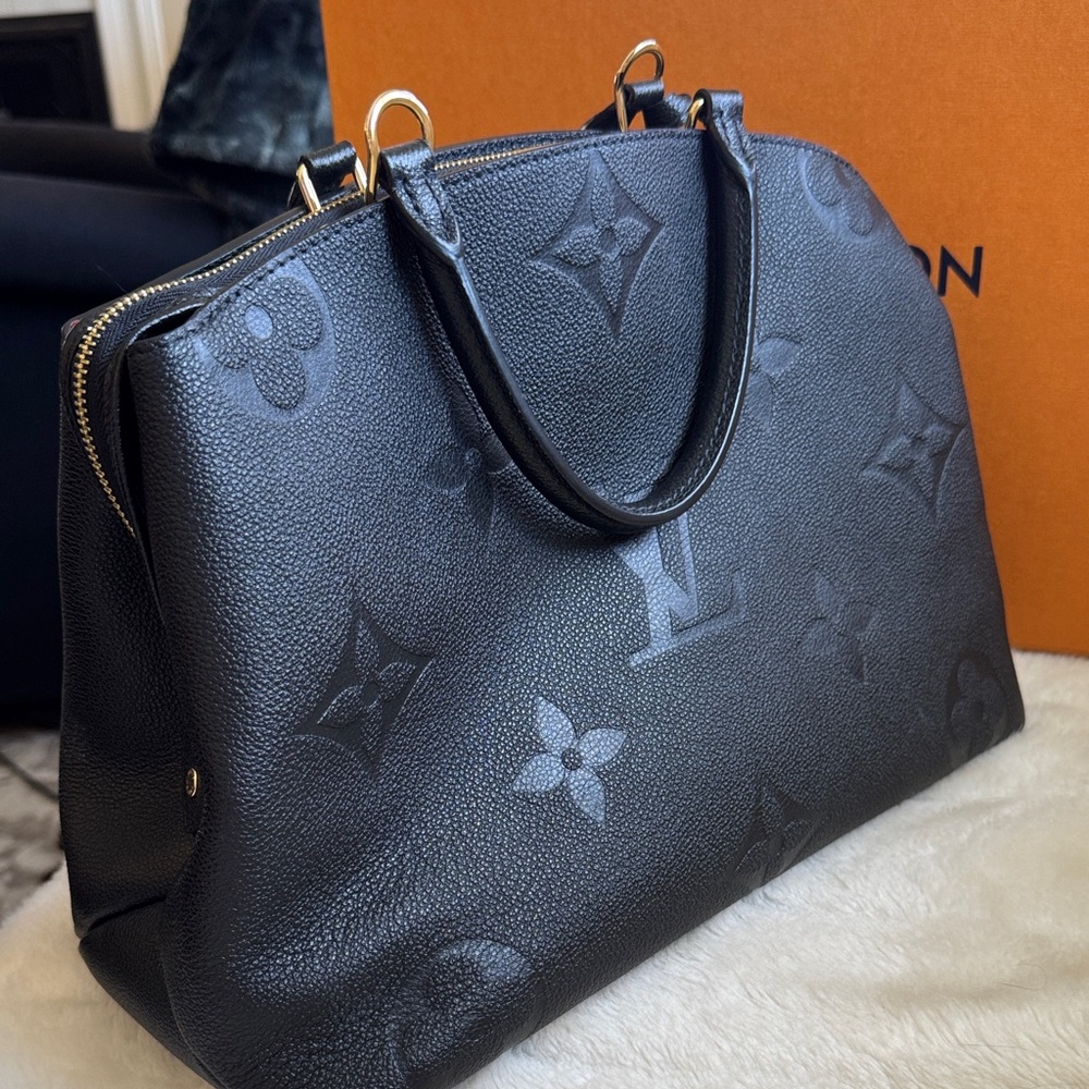 Louis Vuitton Black Satchel with Gold Accents